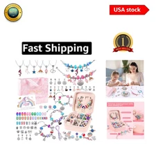 Portable Jewelry Craft Kit with 30 Charm Beads for Girls - Birthday Gift Idea