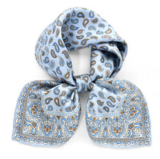 100 Silk men Women 20" small Square Scarf neckerchief Wrap paisley blue SC20-A
