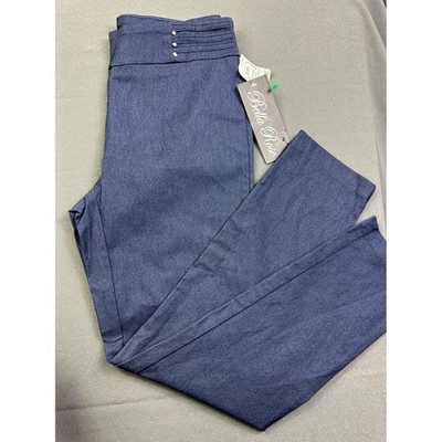 Bella Rose Blue Straight Leg Pull On Dress Pants Studded Waistband NWT Size M