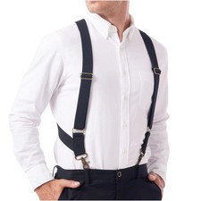 Hook On Suspenders for Men X Back with 2 Side Swivel Snap Hooks
