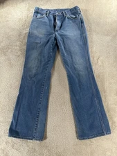 VTG Wrangler Jeans Mens 33x32 Blue Slim Fit Med Wash Western 5 Pocket Denim USA