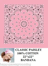 6-Hav-a-hank PINK Classic PAISLEY Bandana Head Neck Scarf Face Mask Wrap Hanky