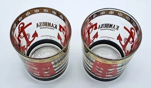 2 BICCHIERI IN VETRO-LIQUORE KAMBUSA L'AMARICANTE-LIQUOR LIQUEUR GLASS-VINTAGE - Foto 10 di 11