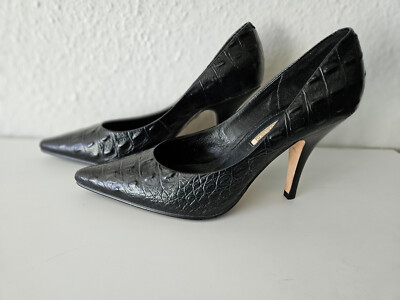 elegante BUFFALO LONDON Leder Pumps Krokoprägung, schw. Gr. 40 gebr. in TOP-Zust
