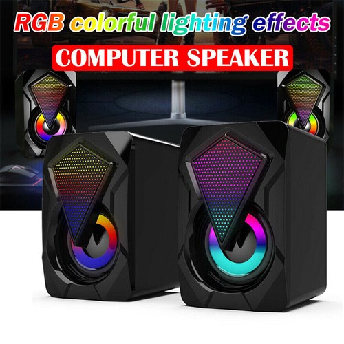 Computer Speaker Loud Sound with LED RGB Light for PC Laptop Stereo Desktop X2 - Picture 9 of 11
