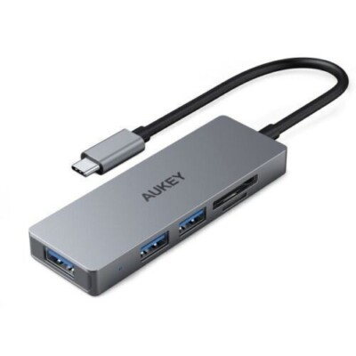 Aukey CB-C63 USB-C to 3 Port USB 3.0 Hub With Card Reader 100% Authentic NEW