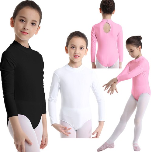 Kids Girls Leotard Workout Jumpsuit Class Bodysuit Performance Rompers Stage - Picture 4 of 36