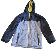 Unisex Columbia Lightweight Winter Puffer Coat Gray/Yellow/Black Zippered Large