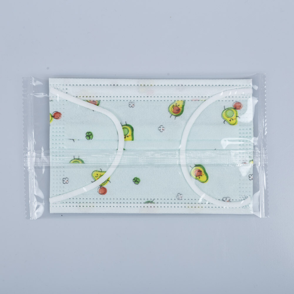 50PCs [Individually Wrapped] Green Avocado Kids 3 Ply Disposable Face
