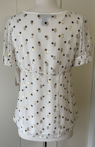 Style & Co Women's White with Gold Petite Blouse Top Shirt Petite 10 NWT - Picture 12 of 15