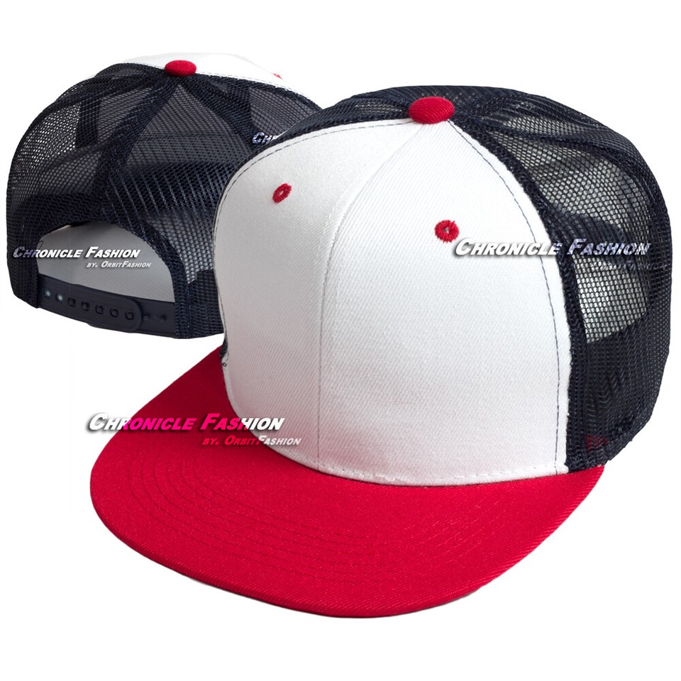 Trucker Hat Mesh Baseball Cap Snapback Adjustable Plain Solid Hip Hop ...