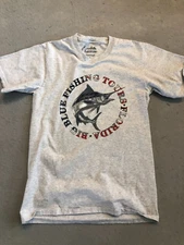 Croft & Barrow Fishing Shirt Men's Small Big Blue Florida Tours Marlin Gray Tee
