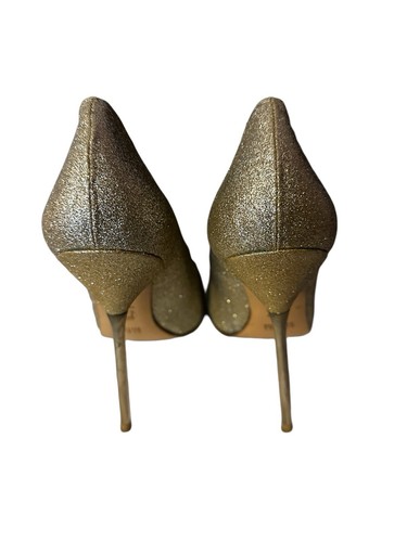 Stuart Weitzman Dagger Sabbia Gold Glitter Stiletto Heels Pumps Size 9.5M - Picture 7 of 11