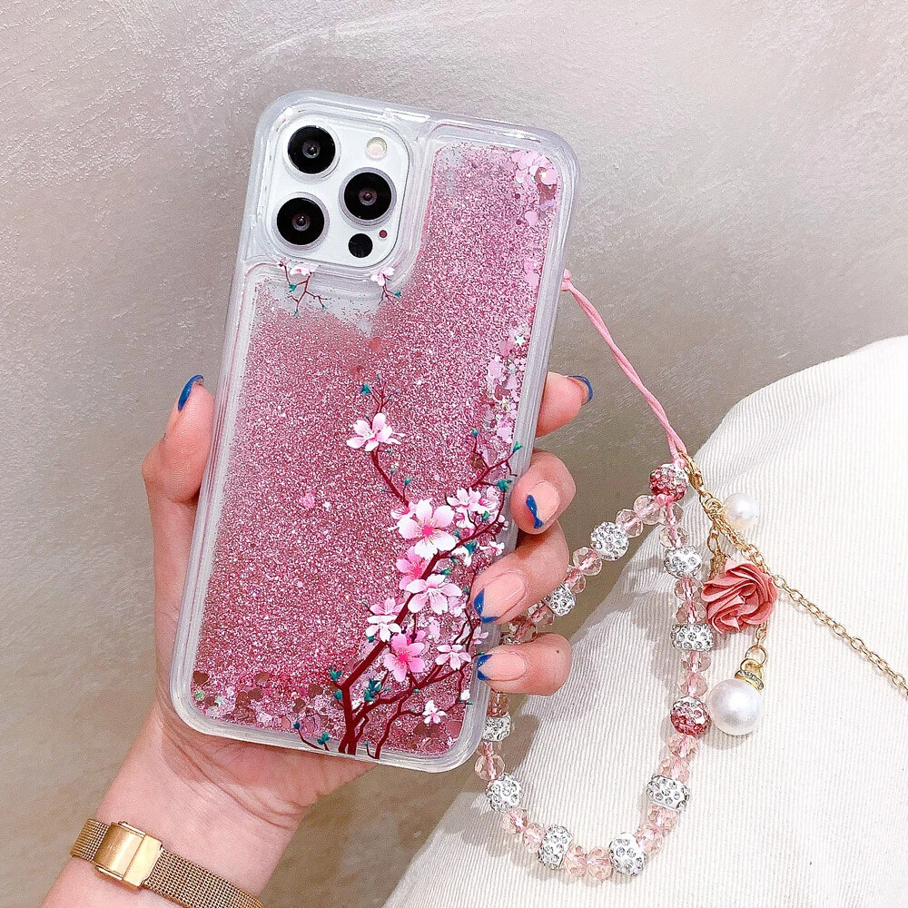 glitter pink phone case