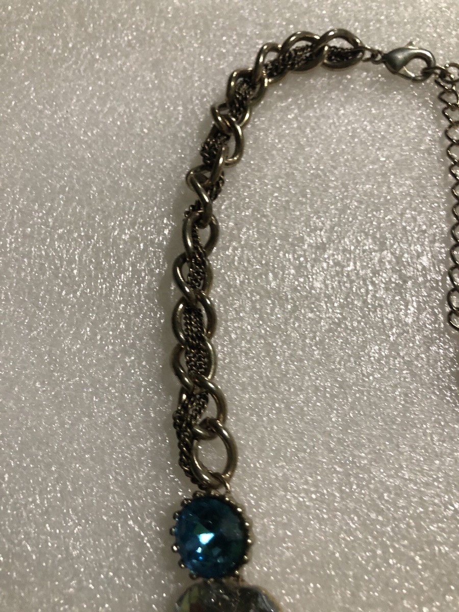Collana Vintage Betsey Johnson Arco Cristallo Strass Collare Catena Collana Vintage Betsey Johnson Arco Cristallo Strass Collare Catena