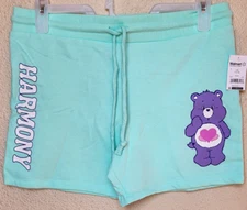 Care Bears Women’s Mint Green Harmony Bear Fleece Shorts Size L 11-13 BRAND NEW