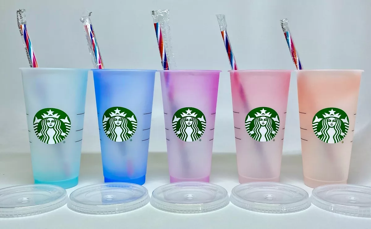 Set of 5 Starbucks Colorful Cups - 24 oz