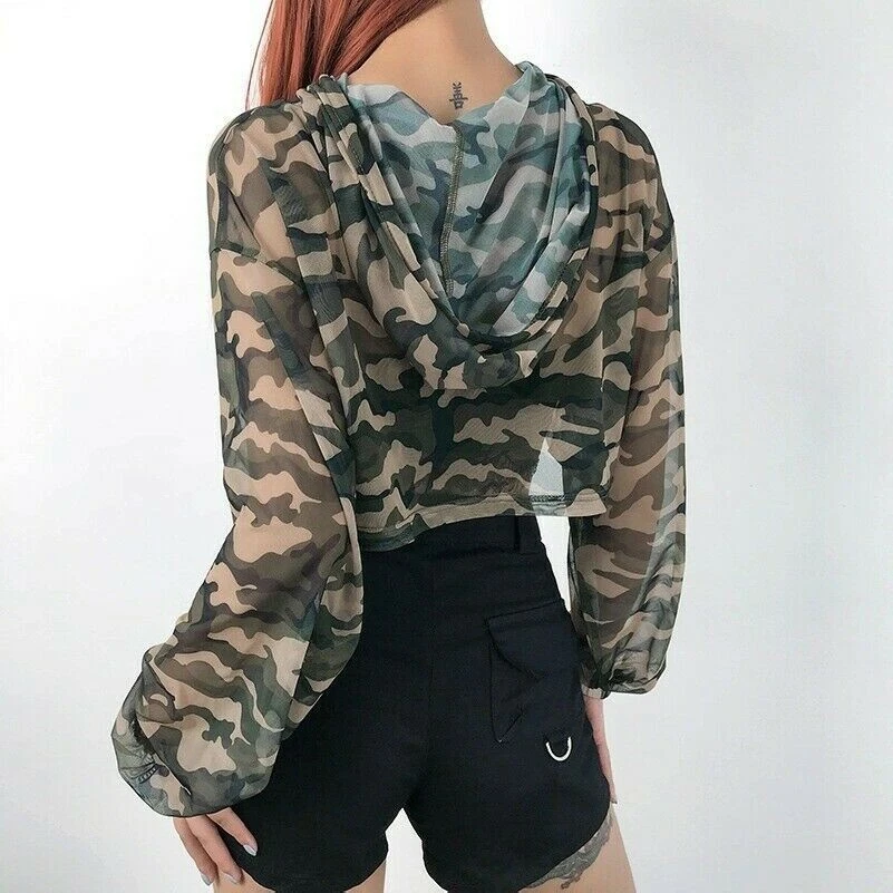 Army crop top hoodie new arrivals