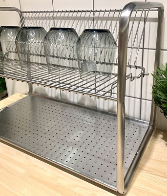 Ikea ORDNING Dish Drainer Stainless Steel Rack Cutlery Holder