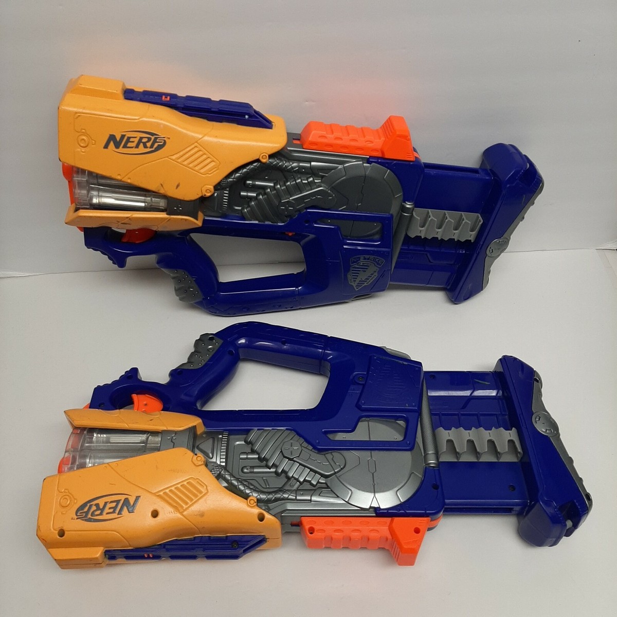 Nerf N-Strike Firefly Rev-8 Gun Blaster Blue Gray Tested Lot of 2