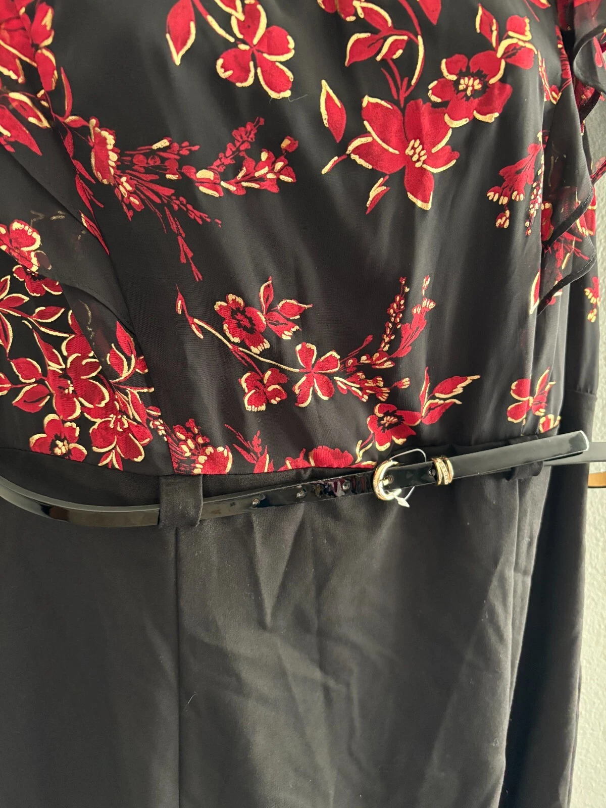 Abito in guaina a matita floreale in chiffon nuovo con etichette $74 ALYX cintura maniche corte flutter 18