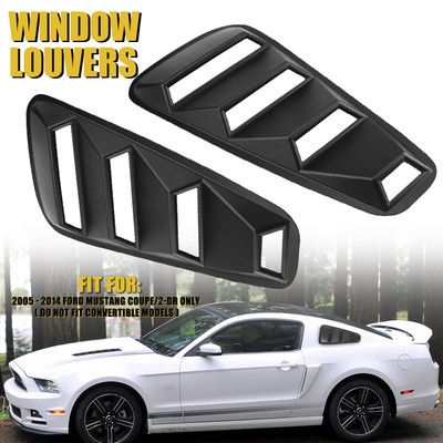 Pair Car Side Window Louvers Scoop Cover Vent Black For 2005-2014 Ford Mustang