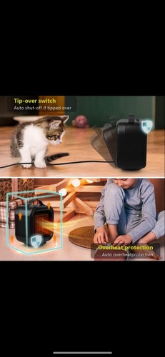 Small Oscillating Ceramic Space Heater 2 Settings Tip Over & Heat Protection - Picture 9 of 11