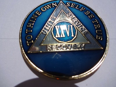 AA Red Gold 48 Year Coin Tri-Plate Alcoholics Anonymous Medallion Sobriety Chip