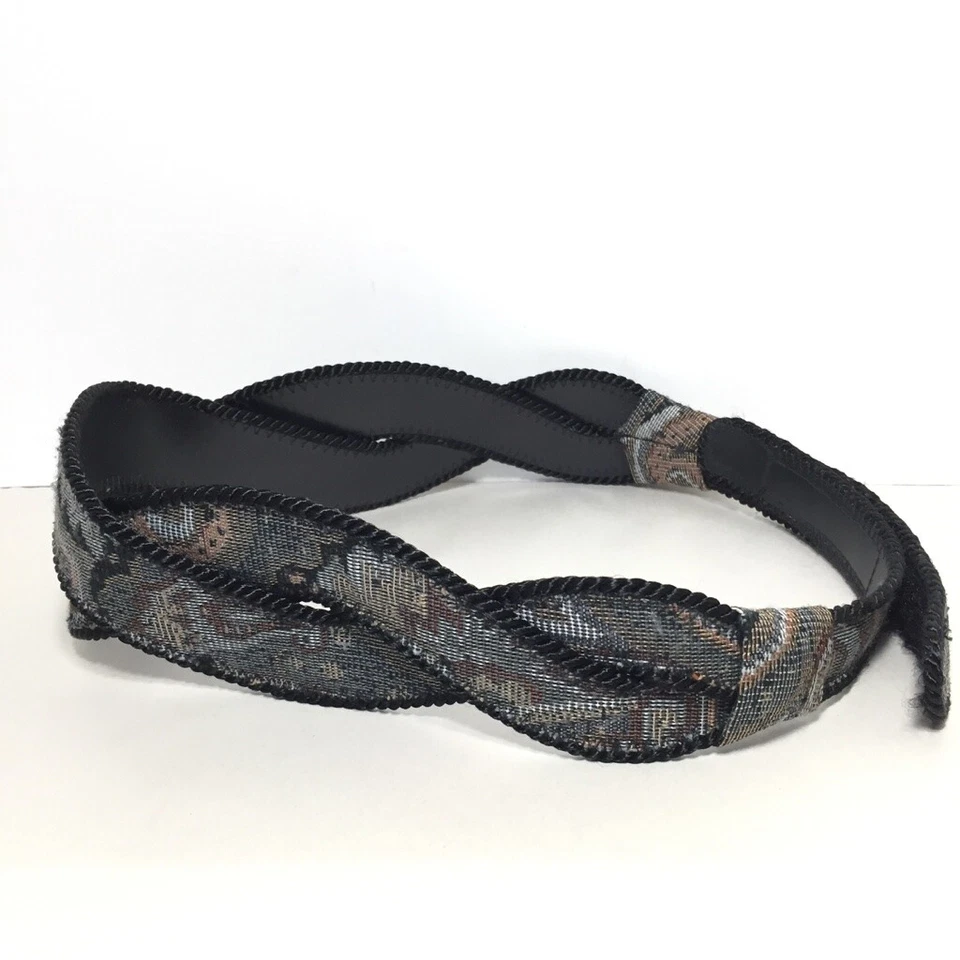 Cinto Ann Taylor XS-S Preto Cinza Marrom Antigo Floral Tapeçaria Redemoinho Largo Clássico - Imagem 3 de 4