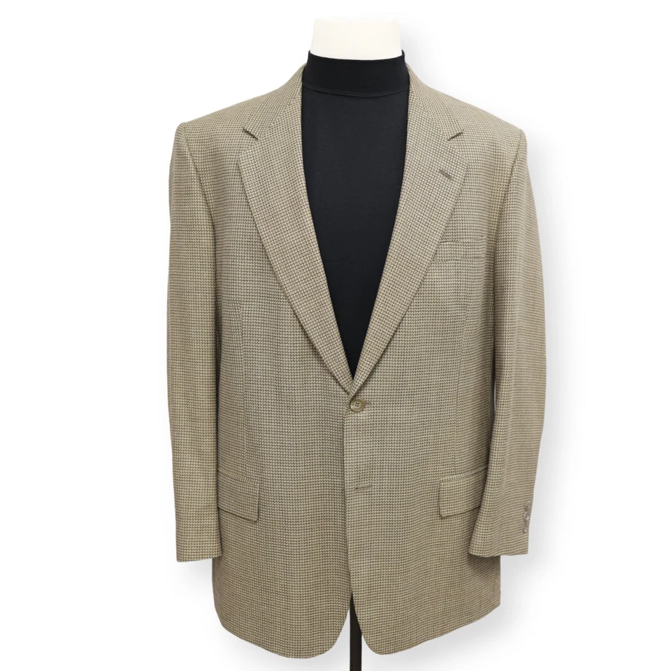 Jaqueta blazer DANIEL HECHTER masculina bege bronzeado estampada EUA casaco esportivo 44 L - Imagem 2 de 4