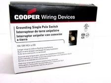  LOT OF (10) COOPER GROUNDING SINGLE POLE SWITCH #1301-7V 15A-120V, IVORY