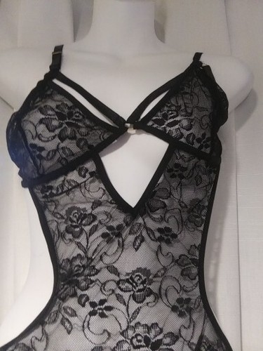 Baci Lingerie Women's Queen Size 14-18 Black Sheer Lace Bodysuit A - Picture 4 of 5