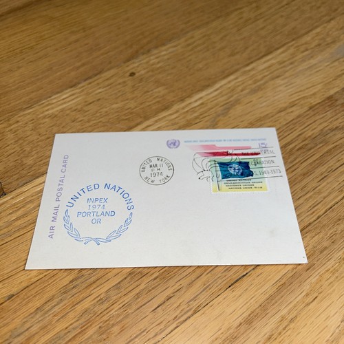 1974 - 77 12 UNITED NATIONS STAMPED Envelopes / Postcards from INPEX - Picture 13 of 13