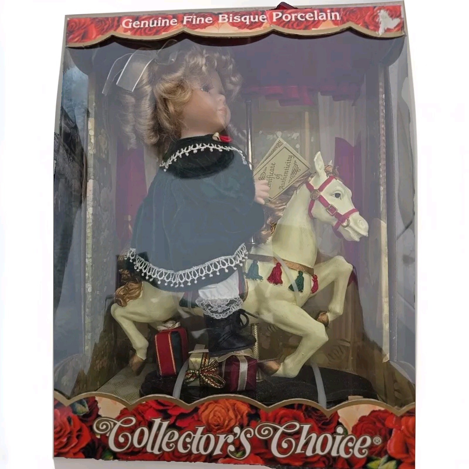 Collector's Choice Genuine Fine Bisque Porcelain Doll ~ Girl on Carousel Horse