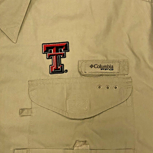 Texas Tech Columbia Bonehead PFG Men's XL Beige/Khaki Casual Button Up Pockets | eBay
