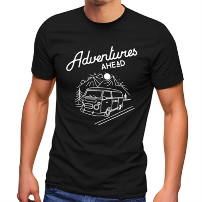 Herren T-Shirt Bus Retro Abenteuer Adventures Ahead Moonworks 