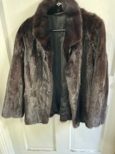 Vintage Pelzhaus Leger Pelzmantel gefüttert schwarz seltene Einlässe Verschluss - Bild 4 von 8