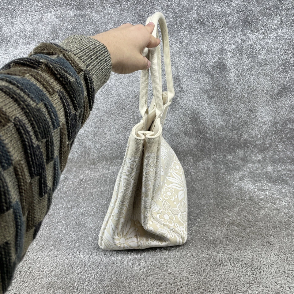 Bolso de Mano Oscar de La Renta Mujer Beige Bolsillos Internos Lona Floral Foto 3 de 4