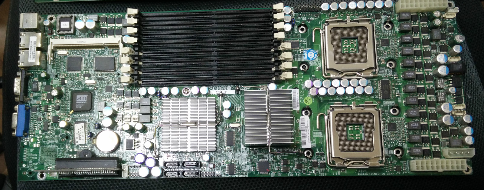 SuperMicro X7DBT dual XEON CPU Server Board with RSC-R1U-E8R Riser