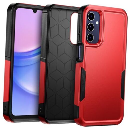 for Samsung Galaxy A15 Case, [Shockproof] Military Grade Proof Protection Red