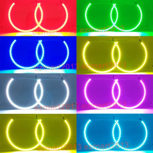 2pcs RGB Halo Ring Demon Angel Eye for Car Headlamp Fog Lamp - No Remote Control - Picture 124 of 146