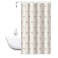 Tenda doccia vasca impermeabile pvc 12 beige con decorazione cuori  200x240 cm
