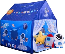 Space Kids Tent with Mat, Star Lights for Boys & Girls Aged 3+ Toddler for In