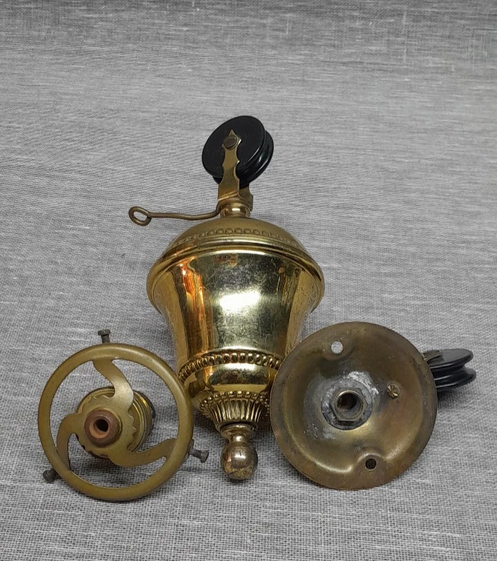 Ancienne suspension Monte et Baisse Laiton Contrepoids, Poulie, Griffe, Douille - Photo 4/4