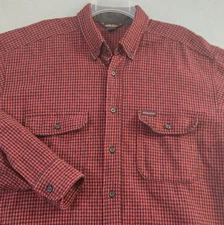Vtg Woolrich Flannel Shirt Mens XL Red Black Plaid Check Wool Button Up