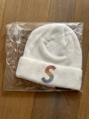 Supreme x New Era x Swarovski S Logo Beanie - WHITE/MULTICOLOR