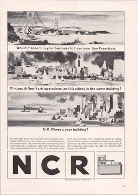 NCR 1965 Vintage Print Ad Data Communications Controller Sci Am