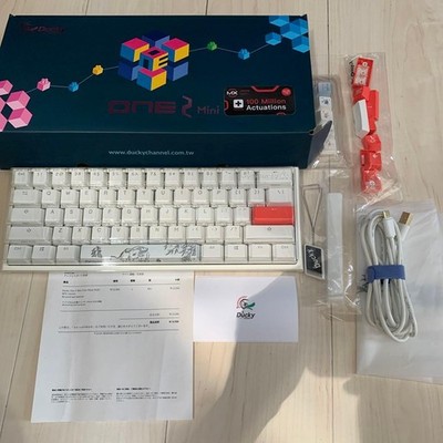 Ducky One 2 Mini JP 60% Brown Switch Gaming Tastatur Weiß Rot Gebraucht