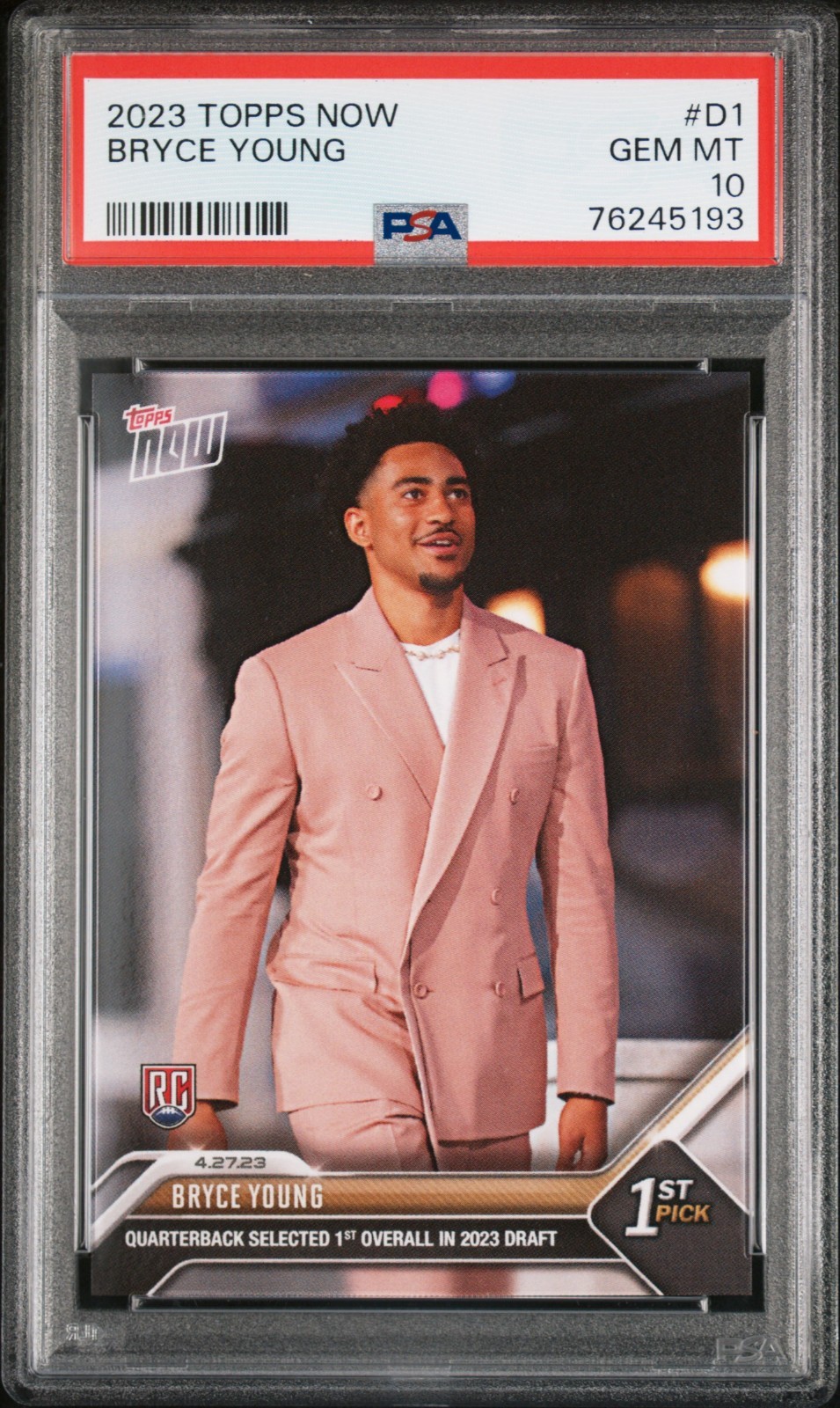Bryce Young 2023 Topps Now #D1 RC PSA 10 Alabama Crimson Tide Carolina Panthers