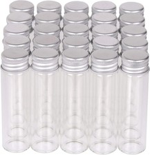Pack of 100, 20Ml Small Glass Bottles with Metal Cap Screw Top Lids Tiny Vials M